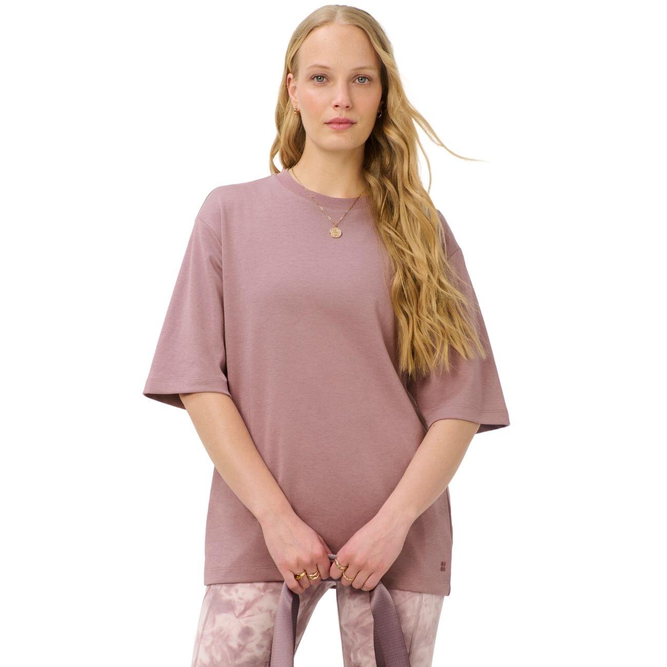SWEATY BETTY Sweaty Betty Elevated Cotton Longline T-shirt  DUSKBERRY PURPLE L 5/7