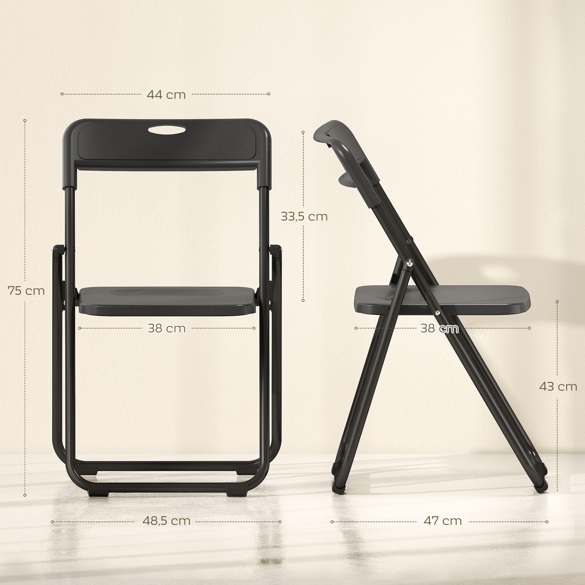 Sillas Plegables HOMCOM 48.5x47x75 cm Negro 3/5