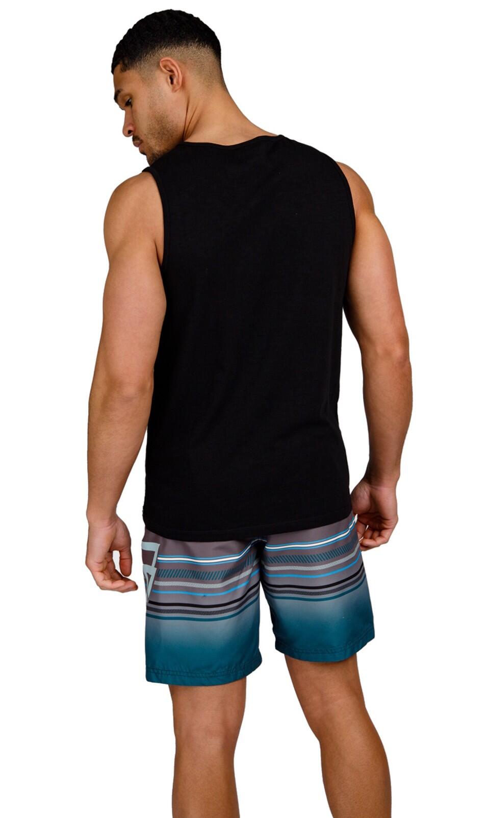 Malaku-Slub Heren Singlet Fashion Breathable Regular Fit Black 4/6