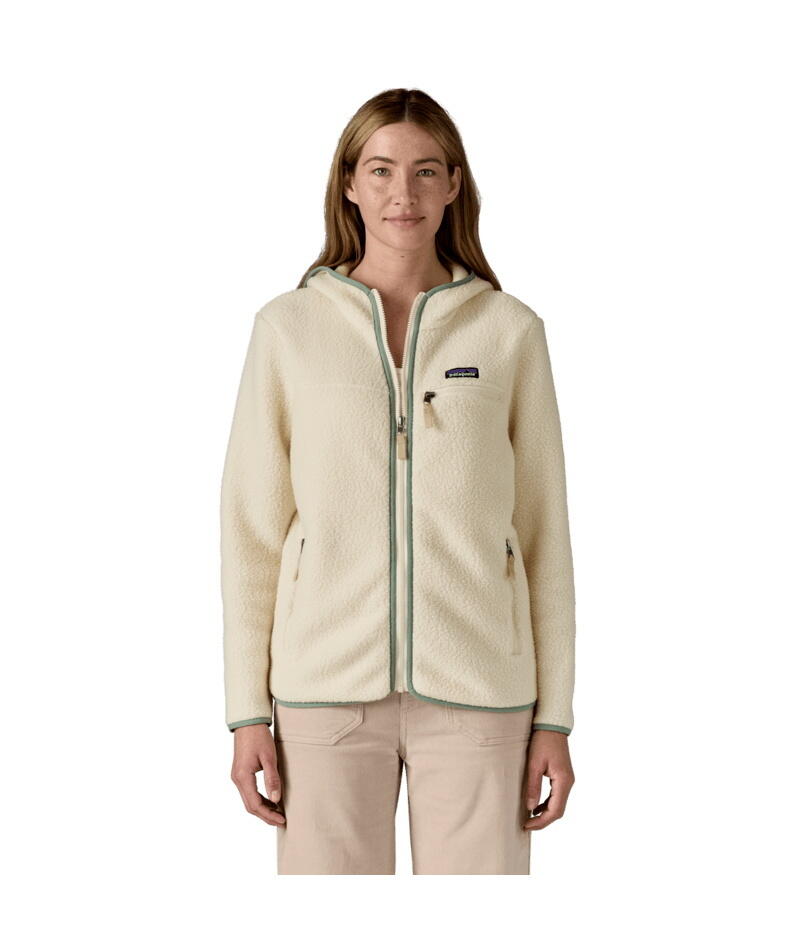 PATAGONIA Patagonie Damen Retro Pile Hoody Natural/ Ellwood Green 2/3