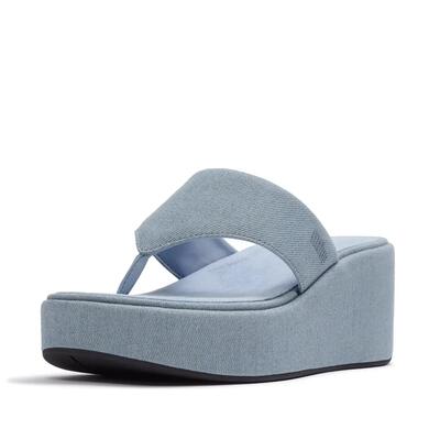 Fitflop fitflop platfforms denim wedge toe-post sandals lichte denim 41