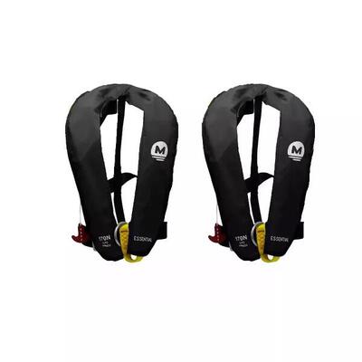 Set di 2 giubbotti di salvataggio automatici 170N con imbracatura ESSENTIAL Nero