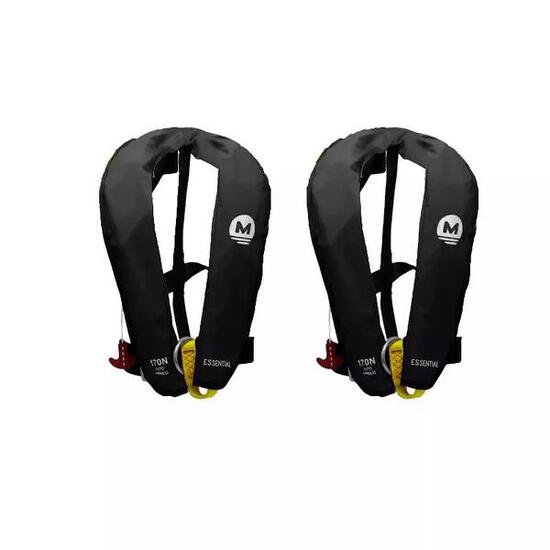 Set di 2 giubbotti di salvataggio automatici 170N con imbracatura ESSENTIAL Nero