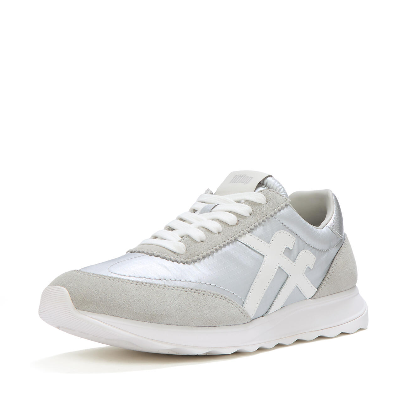 FITFLOP FitFlop Retro-Q FF Metallic-Fabric/Suede Sneakers  ZILVER/URBAN WIT 41 2/7