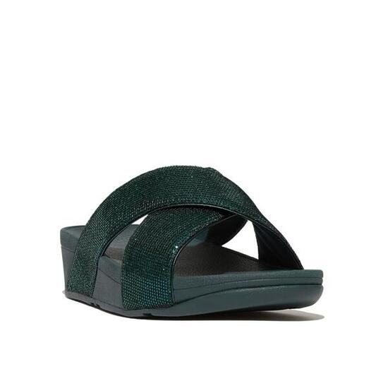 FITFLOP FitFlop Lulu Cross Slide - Glitterball Metallic diepblauw METALLIC DEEP