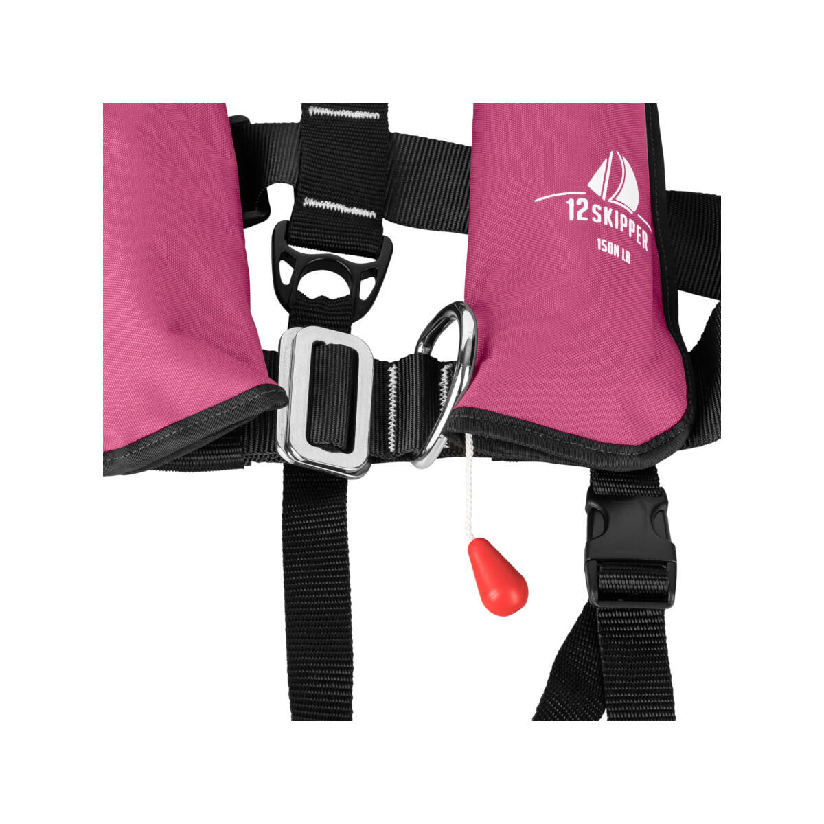 gilet de sauvetage automatique pour enfants 150N ISO avec harnais - rose 3/4