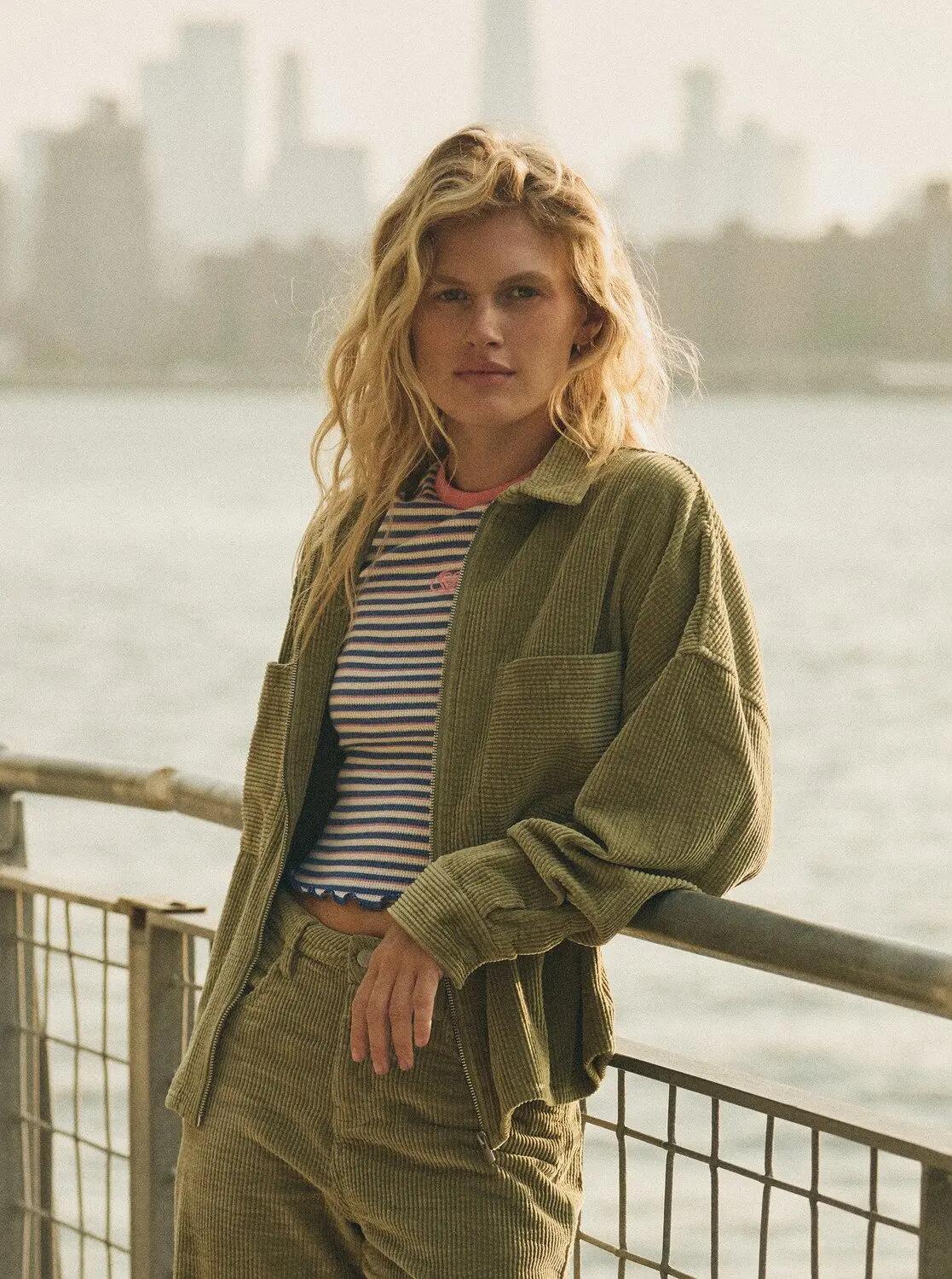 ROXY Roxy Damen Kordjacke Chilled Out Washed Oil Green 4/4