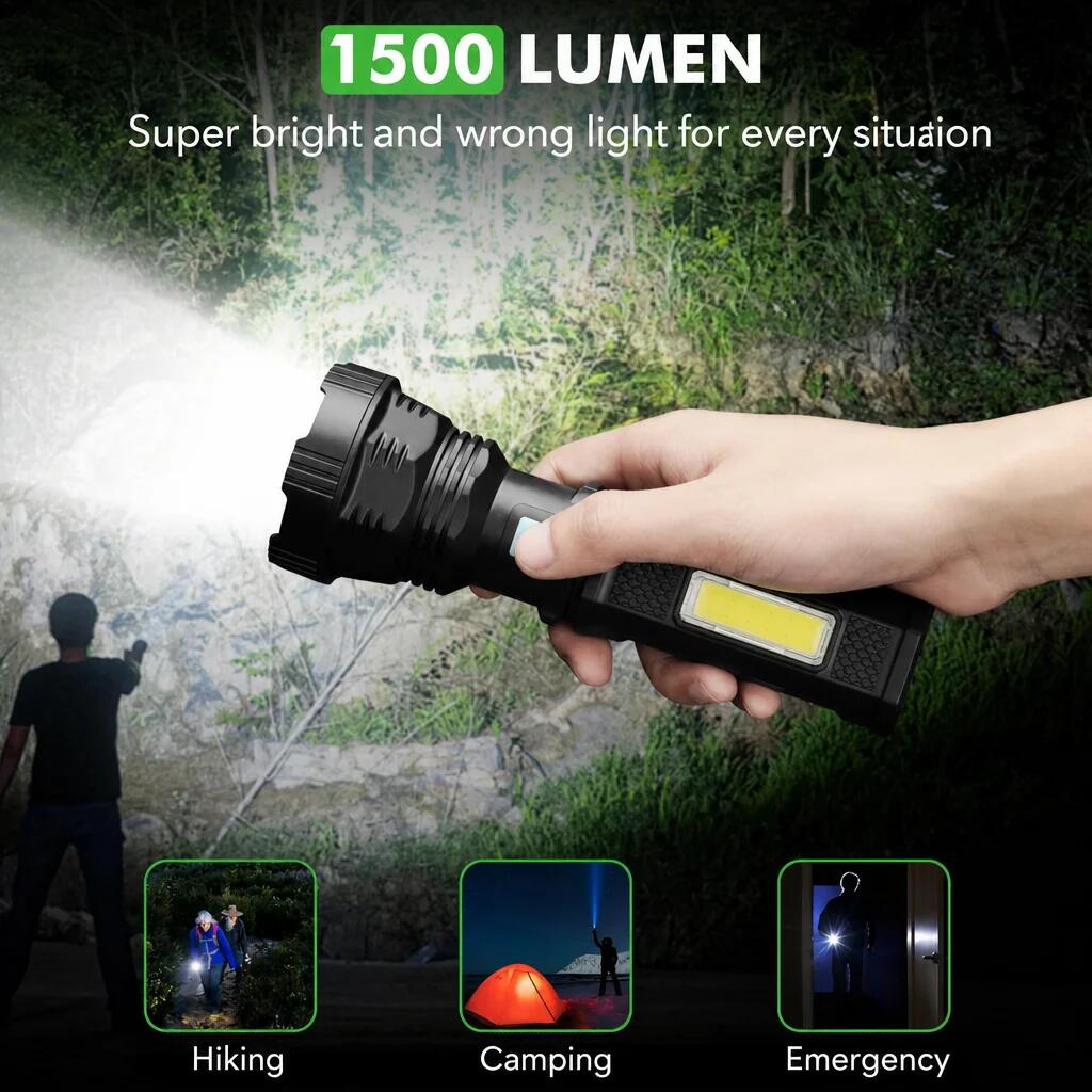 Lampe torche LED 1000 lumens étanche noire 6/6