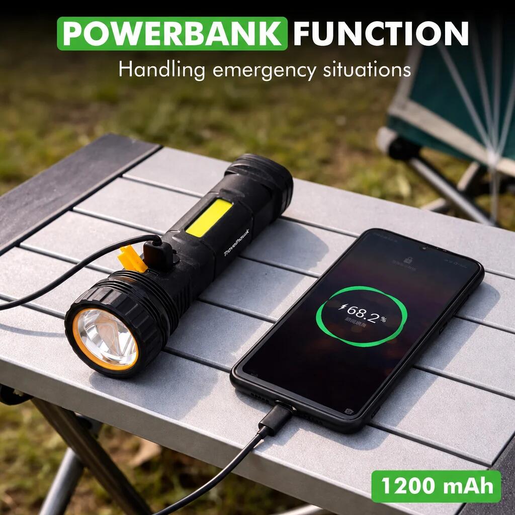 Lampe torche LED 1000 lumens étanche noire 5/6