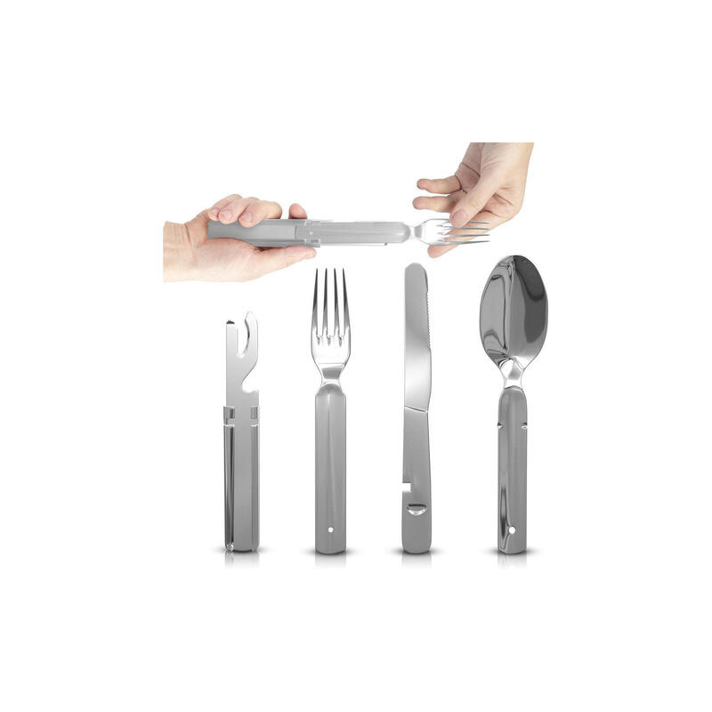 Set de tacâmuri de călătorie – Tacâmuri de camping la pachet, argintii