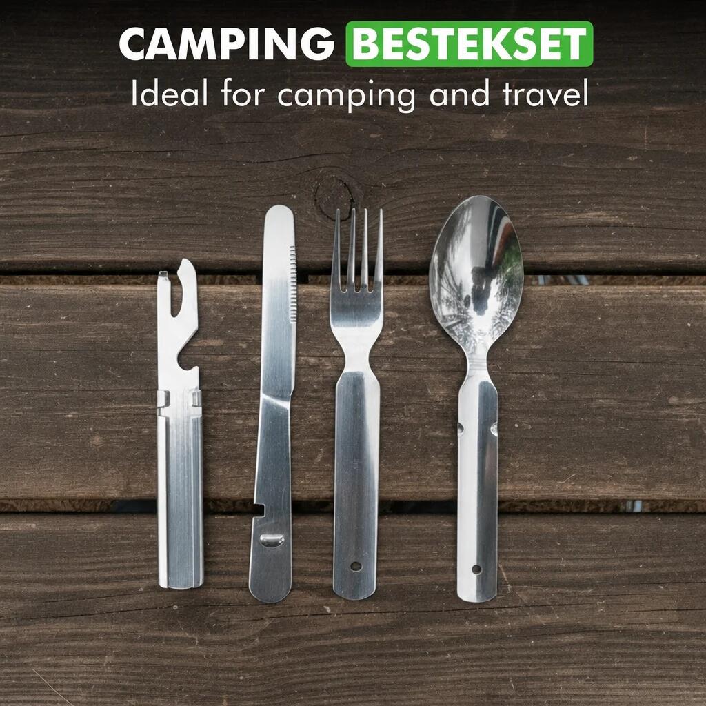 Ensemble de couverts de voyage – Couverts de camping portables argentés 5/6