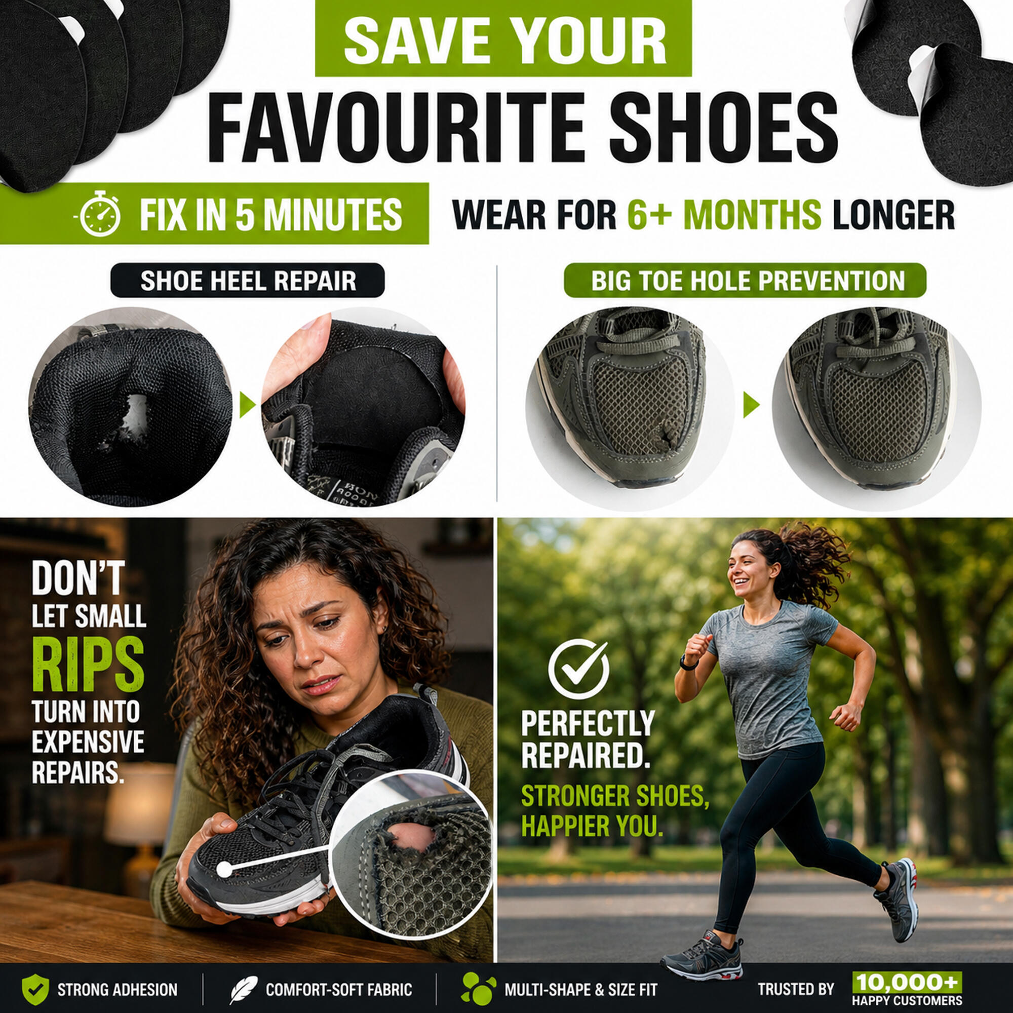 Kit patch adesive per tallone e punta scarpe 7/9