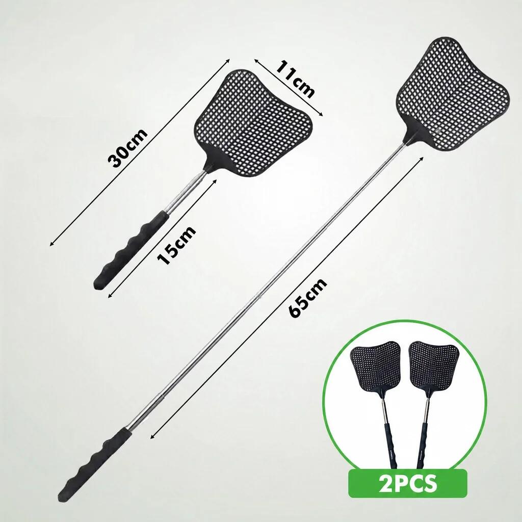 Juego de matamoscas extensible de 2 piezas, color negro 3/6