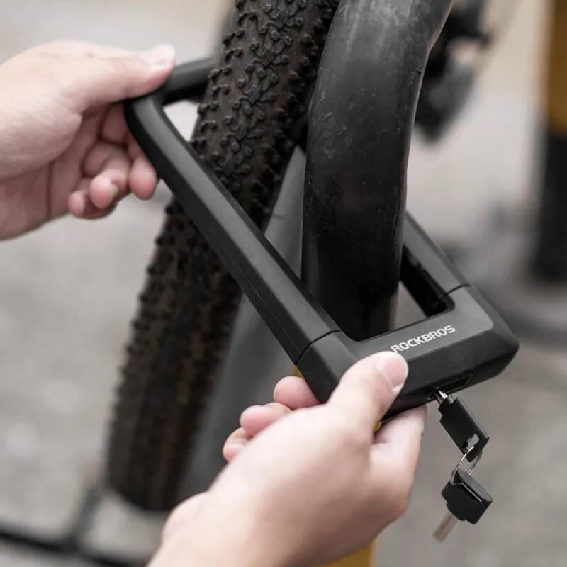 Zabezpieczenie rowerowe, zapięcie rowerowe na klucz, U-LOCK ROCKBROS szary 5/7