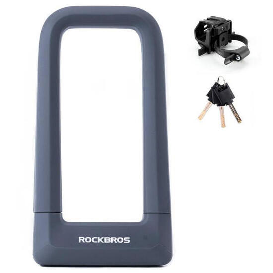Zabezpieczenie rowerowe, zapięcie rowerowe na klucz, U-LOCK ROCKBROS szary