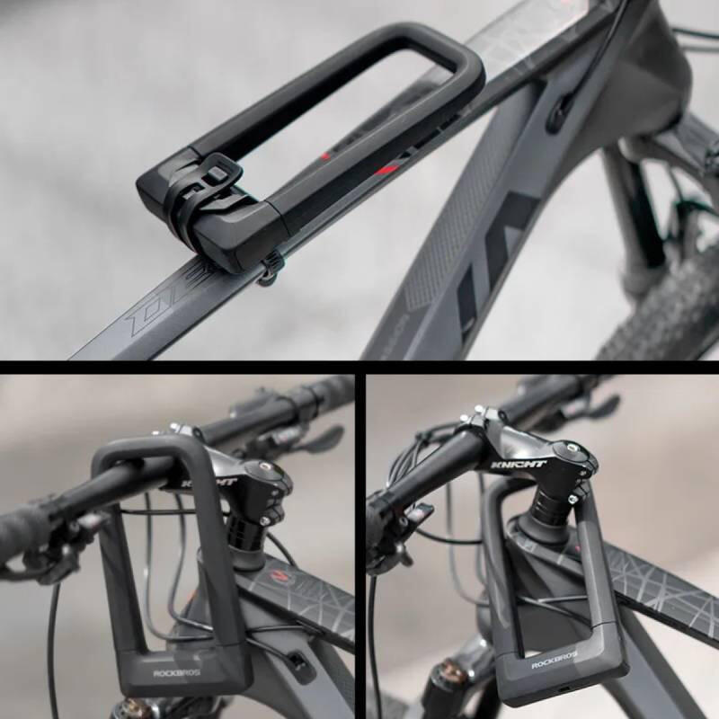 Zabezpieczenie rowerowe, zapięcie rowerowe na klucz, U-LOCK ROCKBROS szary 4/7