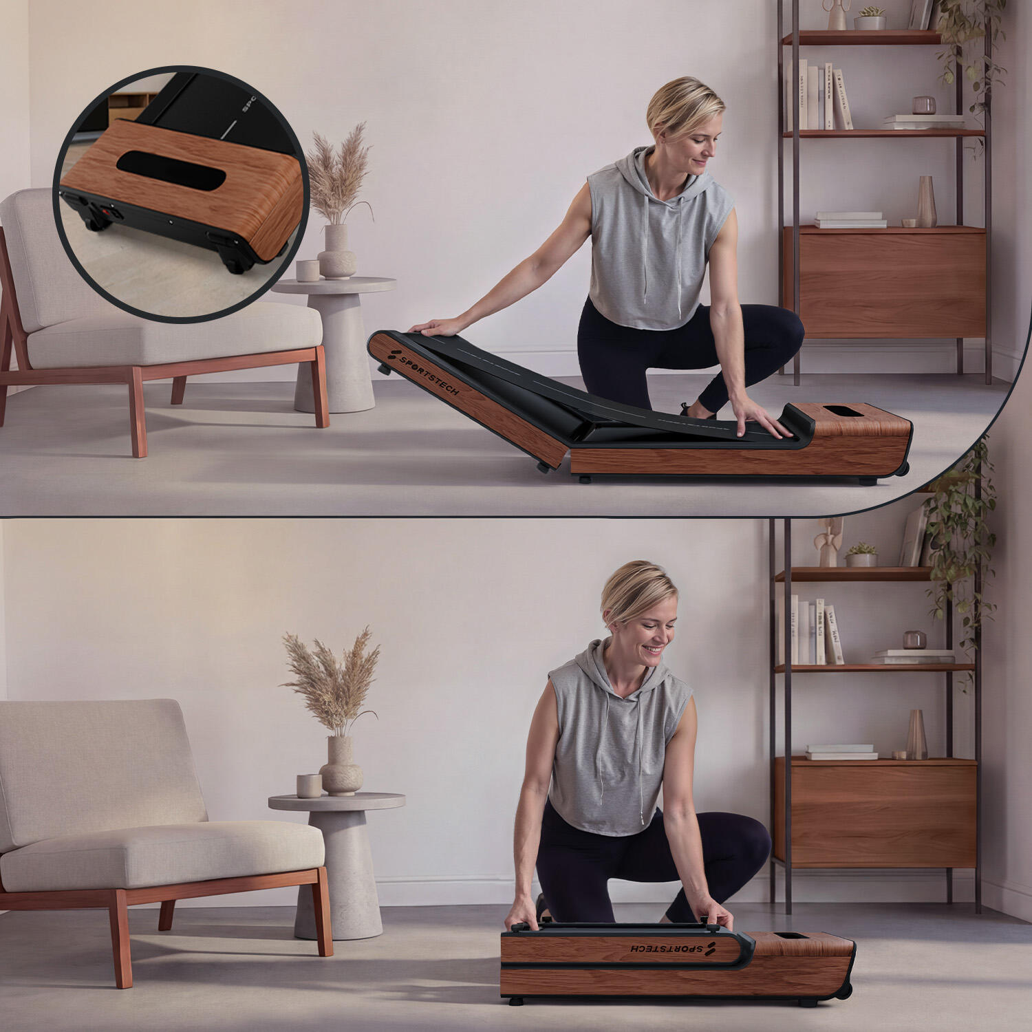 WoodPad Pro_DWD  tapis de marche pliable bois, jusqu’à 8 km/h, 120 kg 3/9