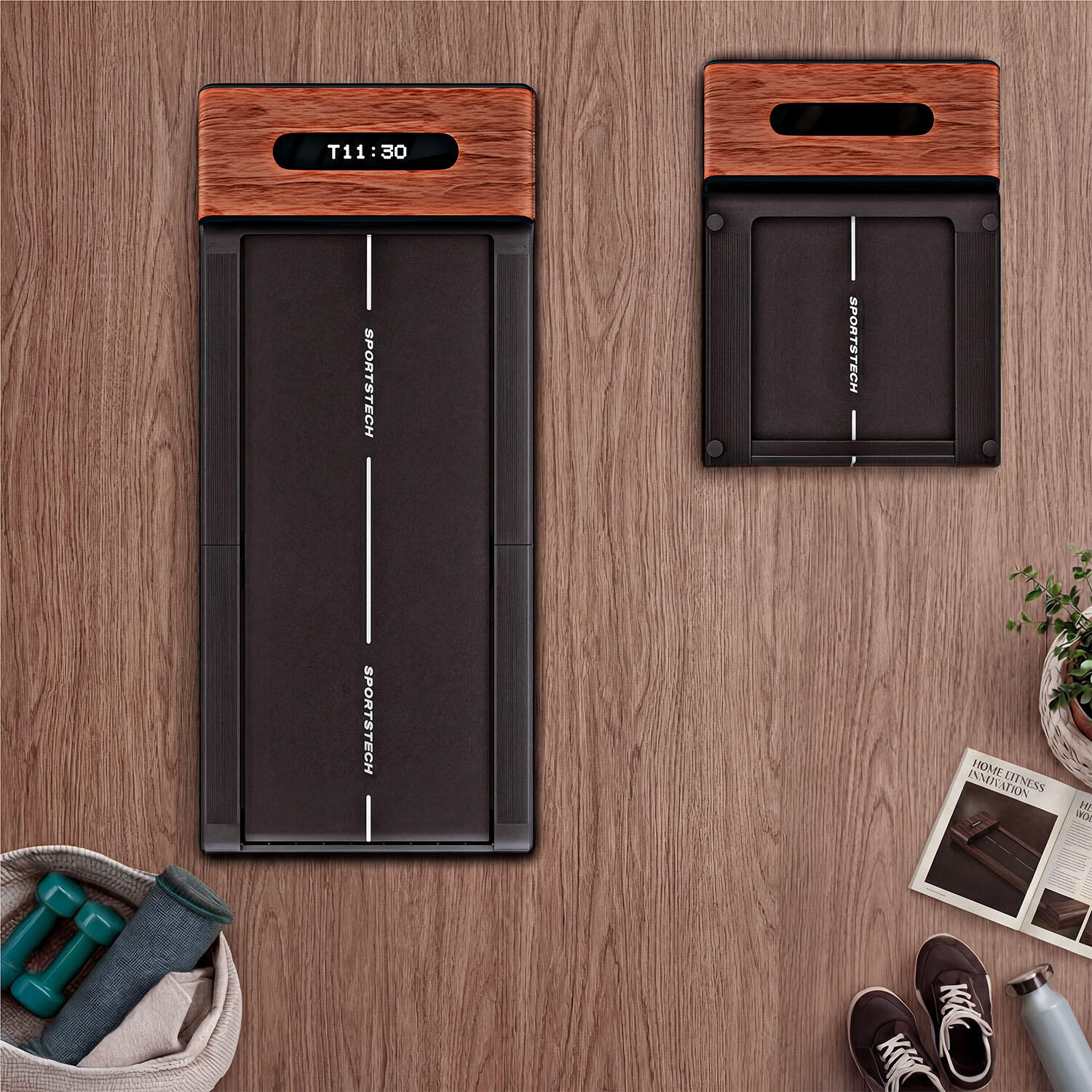 WoodPad Pro_DWD  tapis de marche pliable bois, jusqu’à 8 km/h, 120 kg 5/9