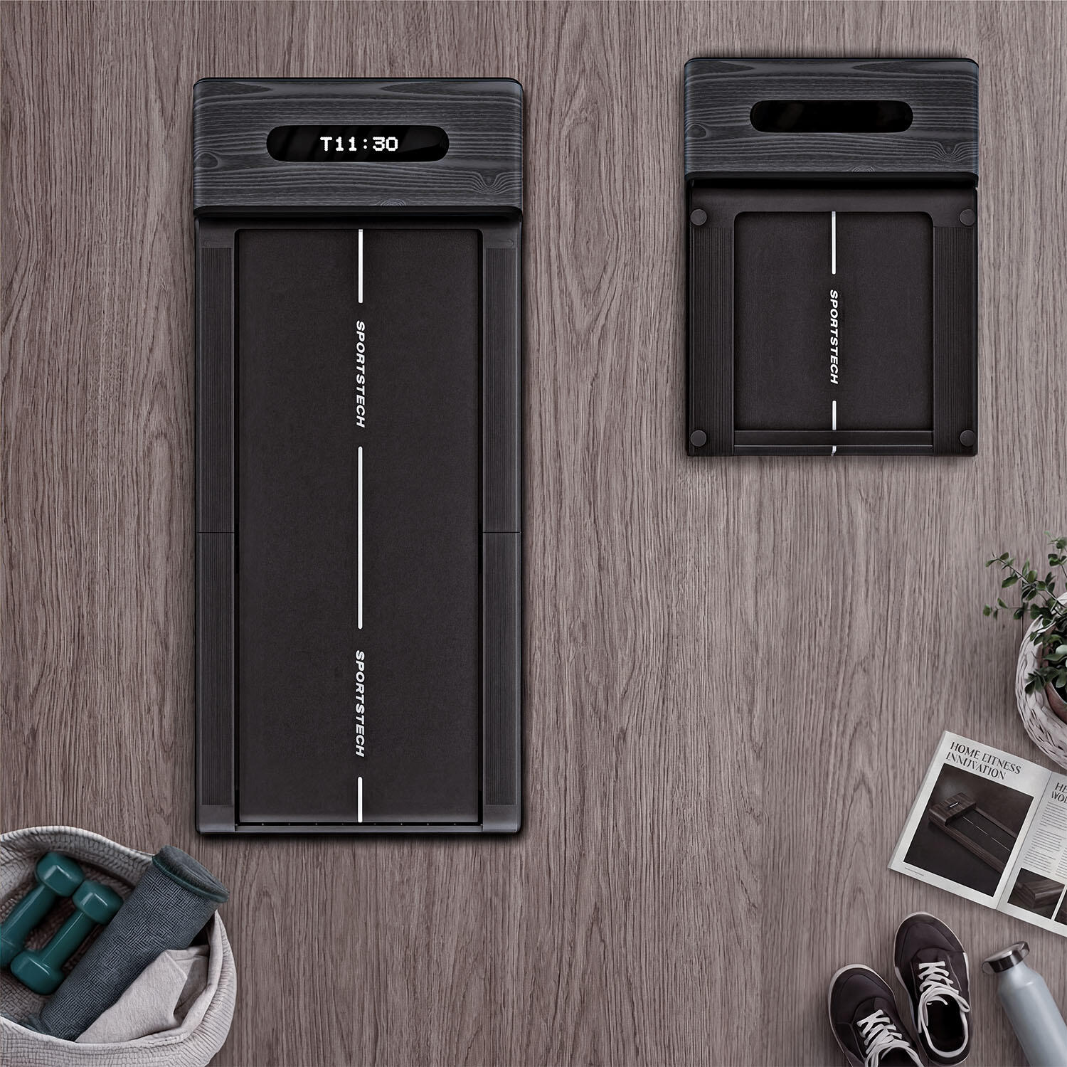 WoodPad Pro_GWD tapis de marche pliable bois, jusqu’à 8 km/h, 120 kg 6/9