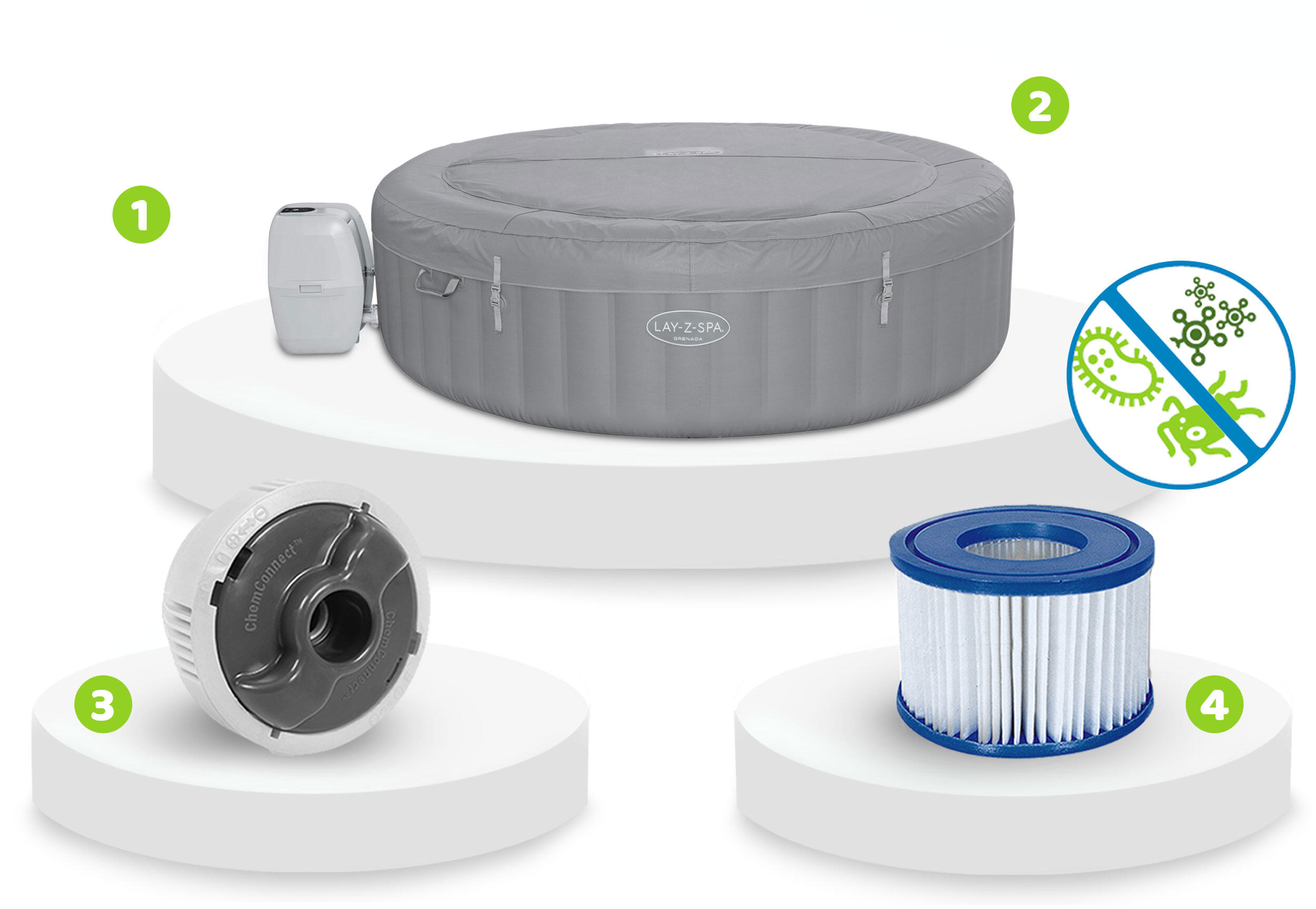 Bestway Spa gonflable Lay-Z-Spa Grenada  AirJet  WiFi 6-8p 5/7