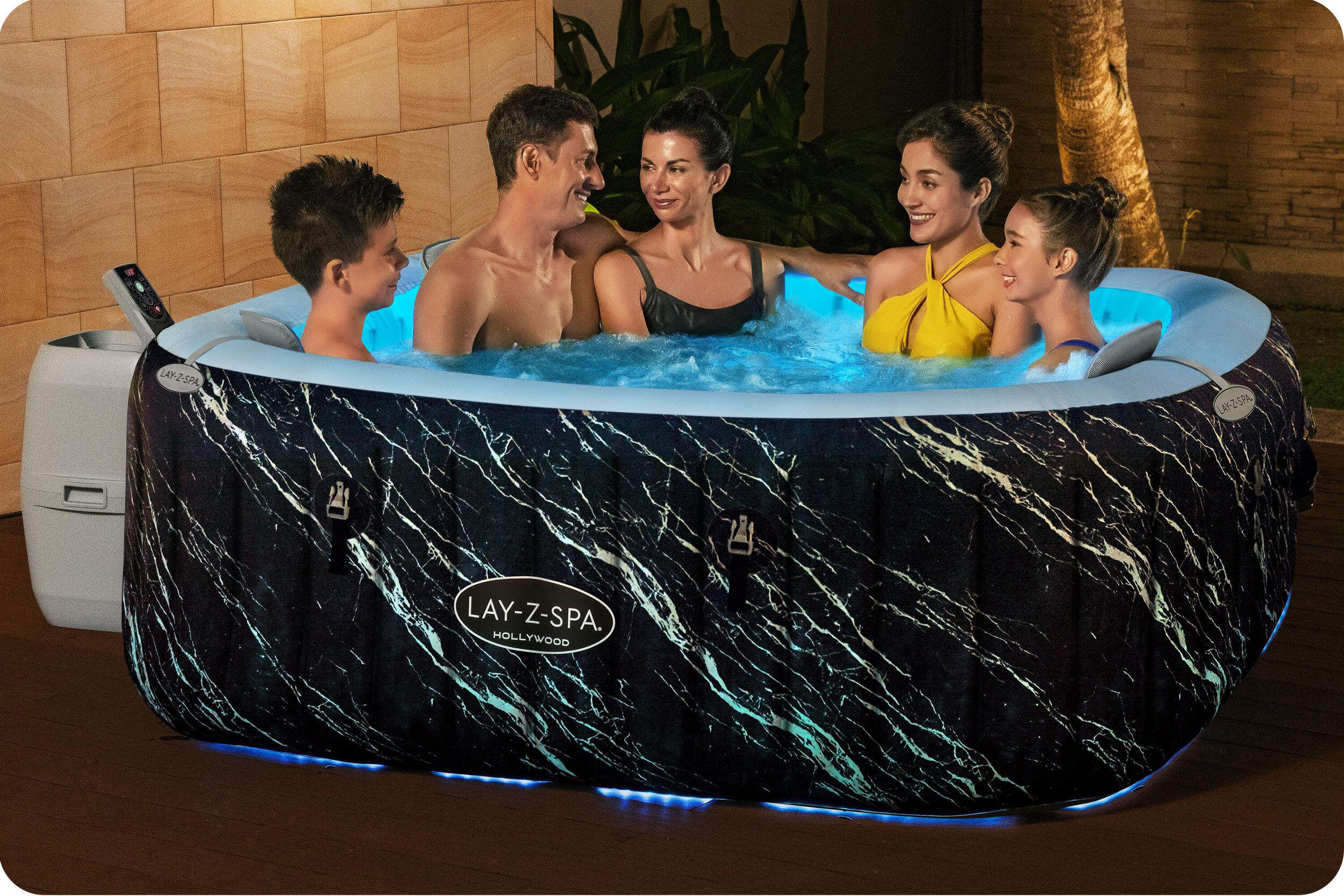Bestway Spa gonflable carré Lay-Z-Spa Hollywood Luxe AirJet LED 4-6 personnes 2/7