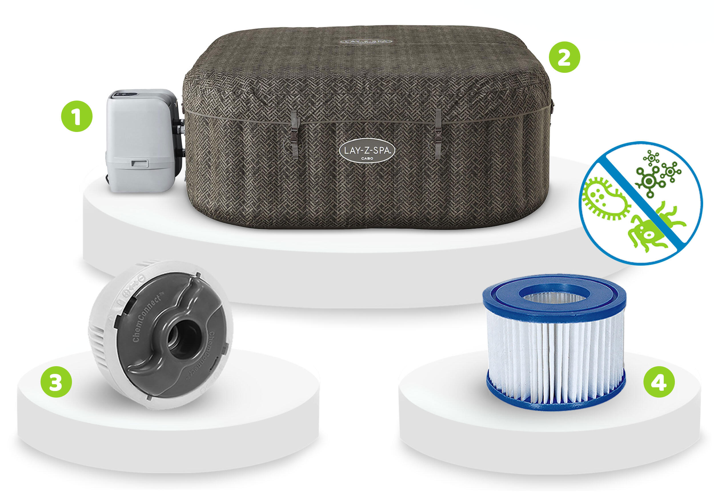 Bestway Spa gonflableLay-Z-Spa Cabo HydroJet EnergySense avec WiFi 4-6p 7/7