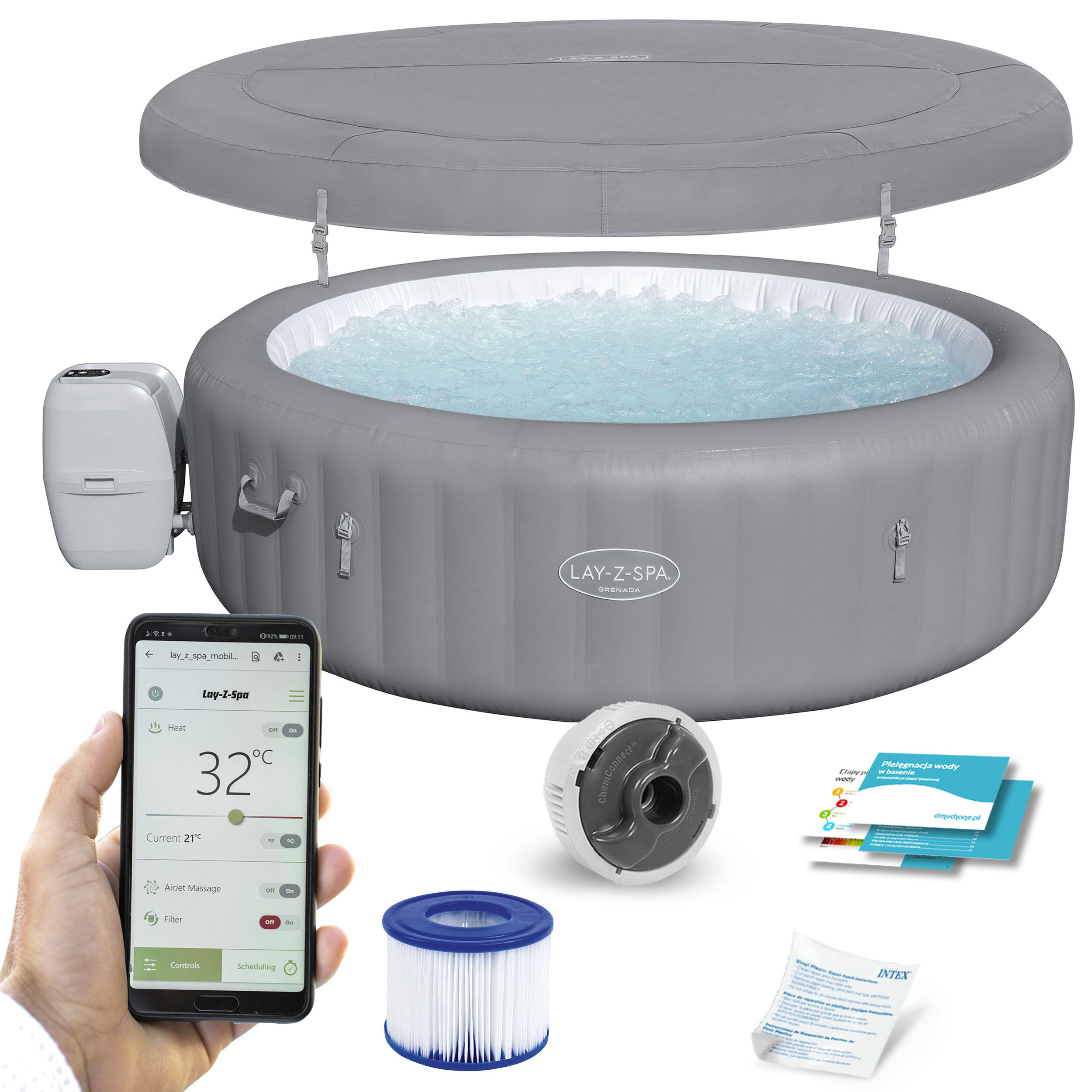 Bestway Spa gonflable Lay-Z-Spa Grenada  AirJet  WiFi 6-8p 1/7