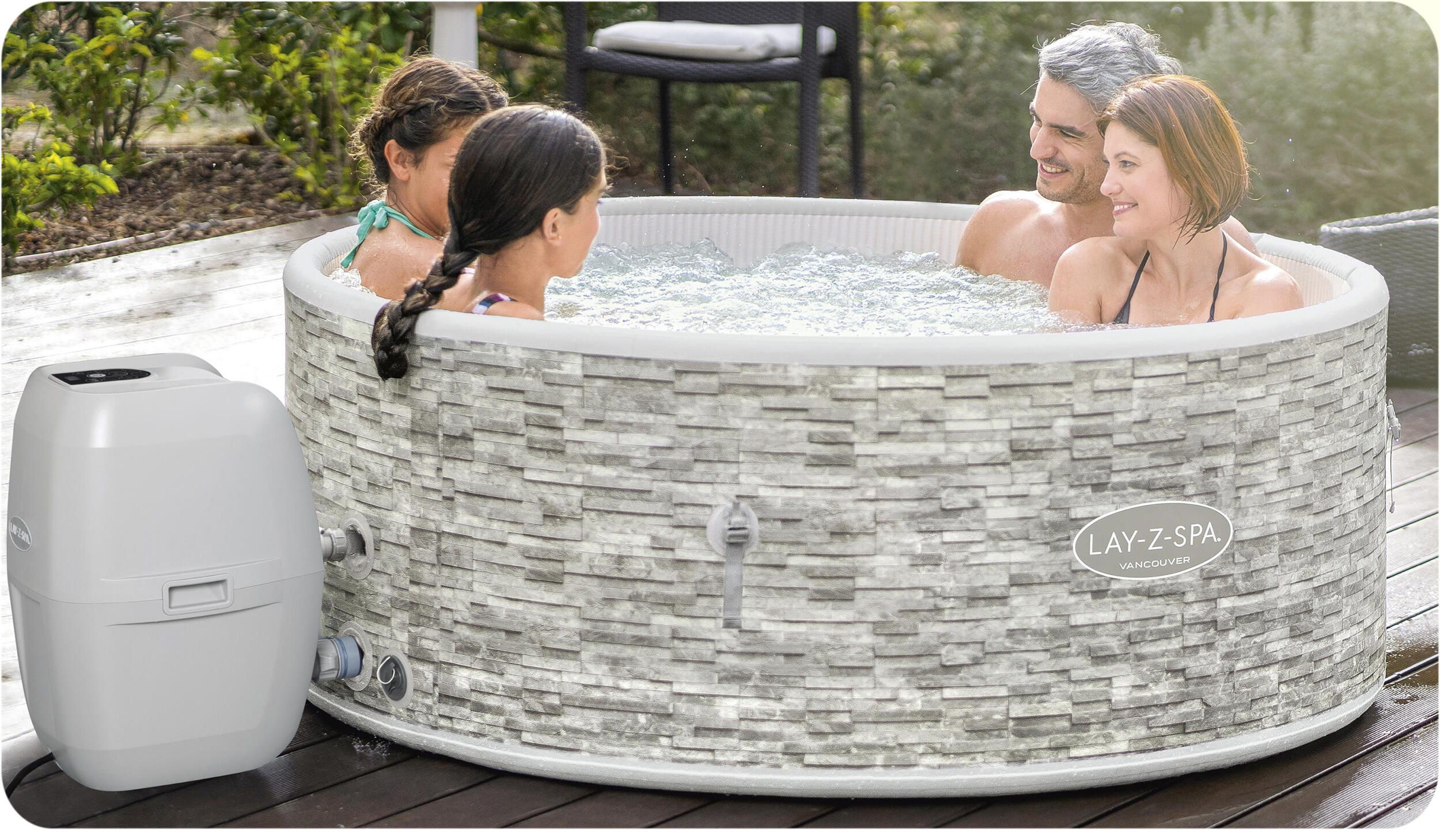 Vasca idromassaggio nuoto Lay-Z-Spa Vancouver, Grigio 4/7