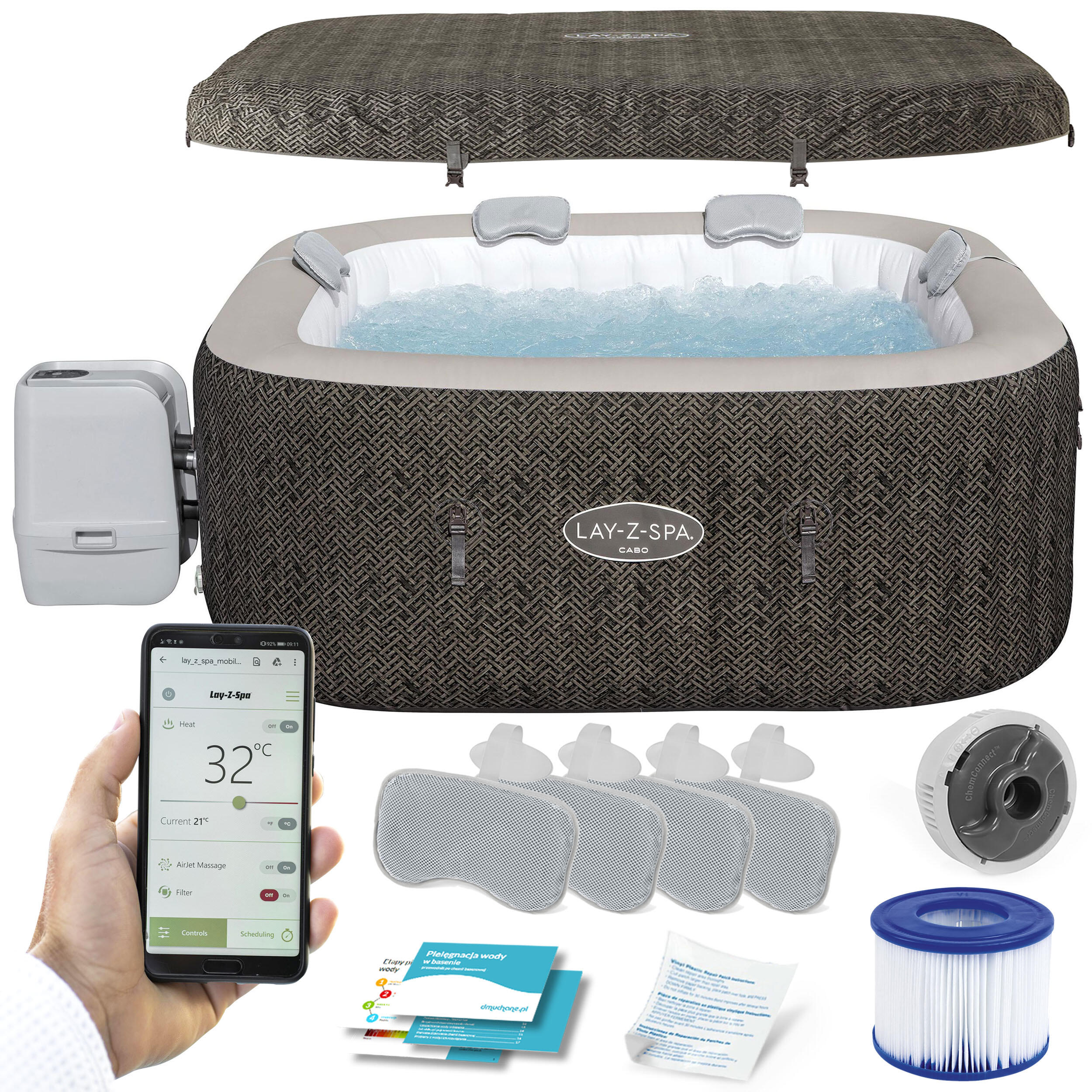 Bestway Spa gonflableLay-Z-Spa Cabo HydroJet EnergySense avec WiFi 4-6p 1/7