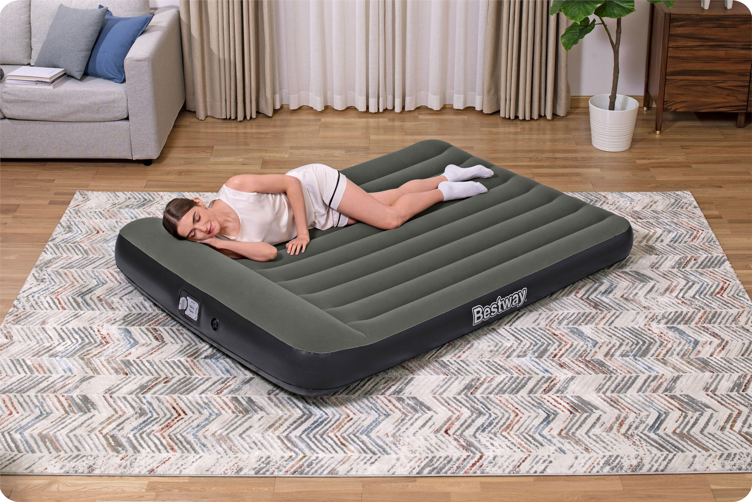 Bestway Matelas gonflable 2 personnes 203 x 152 x 30 cm pompe à piles 5/7