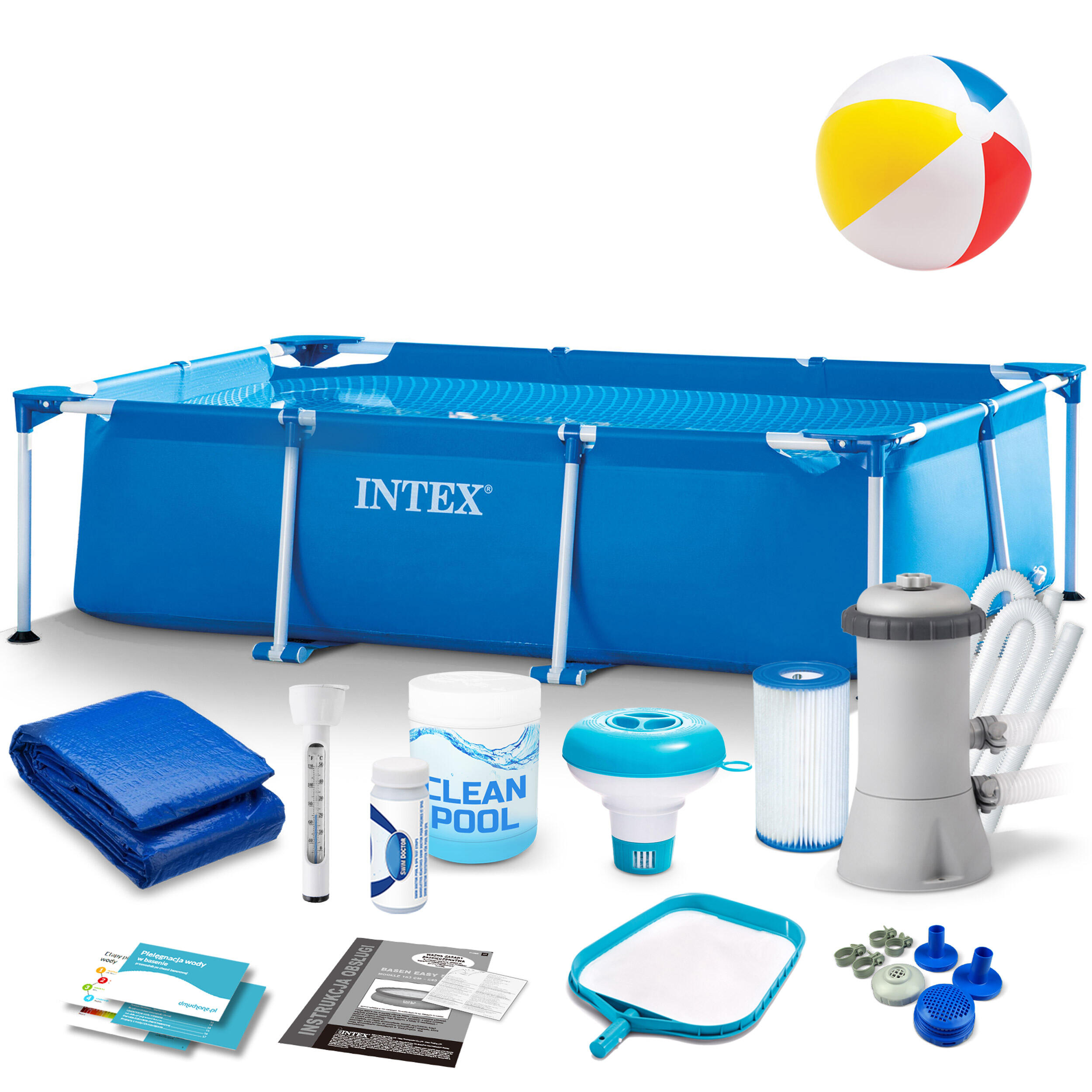 Basen stelażowy do ogrodu Intex 220 x 150 x 60 cm zestaw 15w1 1/4