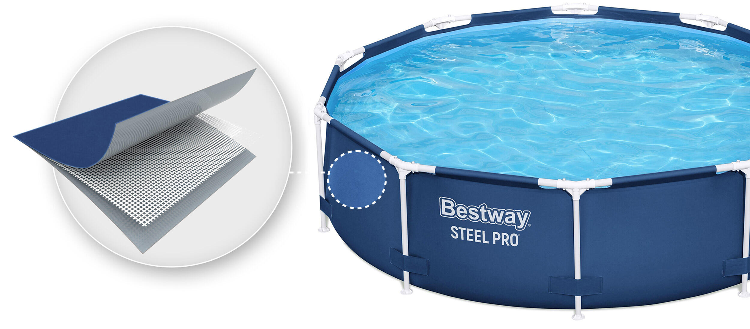 Bestway Piscine hors sol tubulaire ronde Bestway Steel Pro 305 x 76 cm bleu 3/7