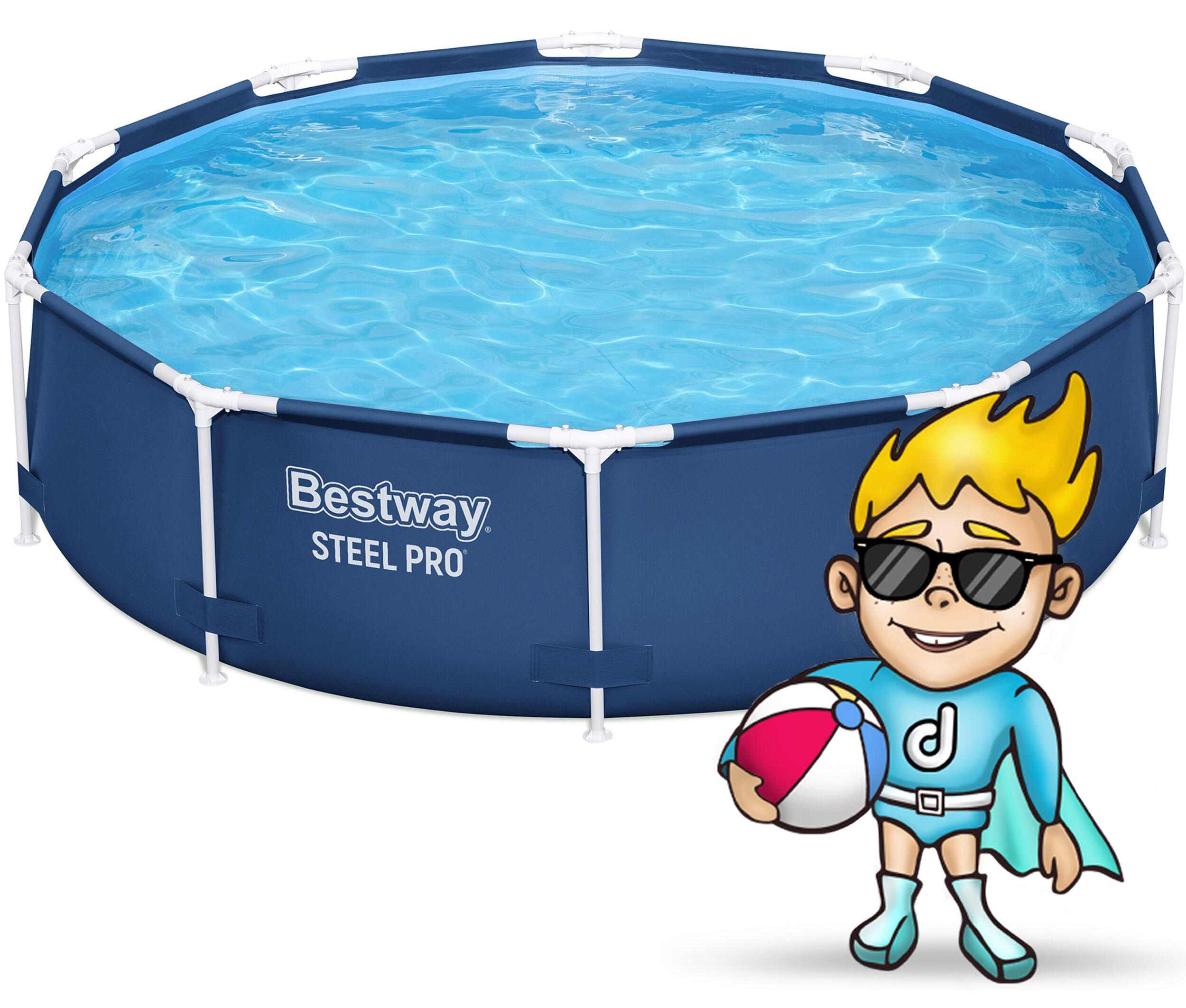 Bestway Piscine hors sol tubulaire ronde Bestway Steel Pro 305 x 76 cm bleu 2/7