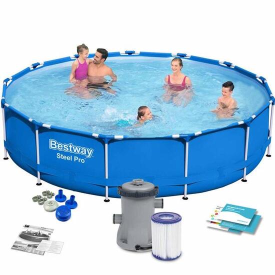 Piscina Desmontable Tubular Bestway Steel Pro 396x84 cm con Depuradora Cartucho
