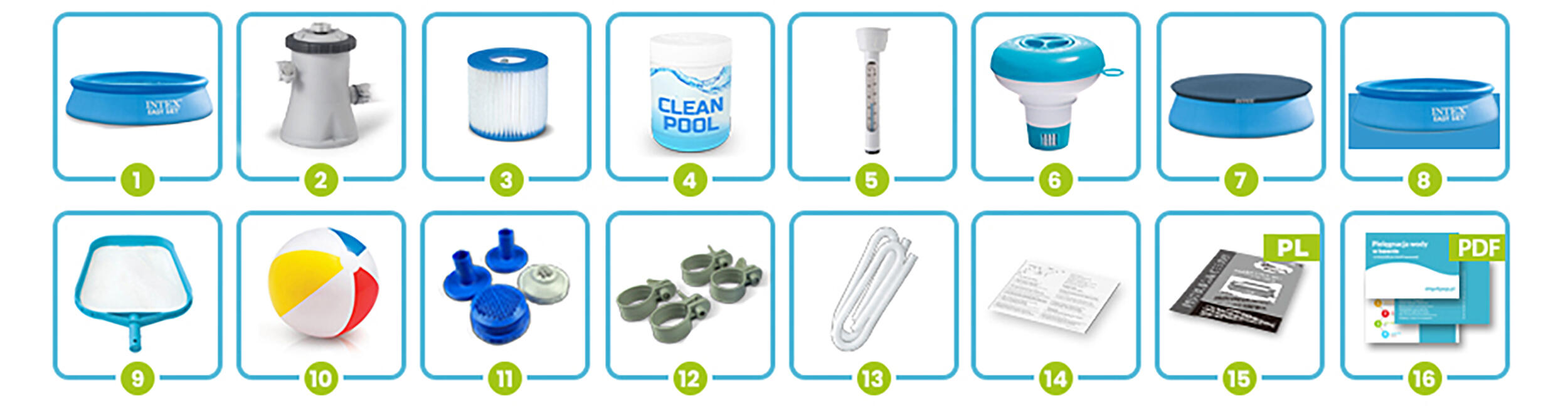 Piscina Natación Desmontable Intex 244x61 Kit Completo 16 en 1 azul 3/6