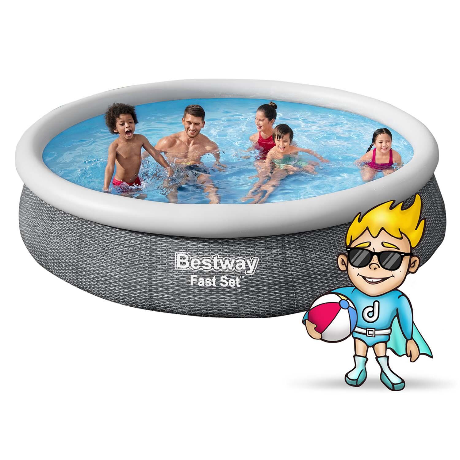 Bestway Piscine gonflable ronde Bestway Fast Set 366 x 76 cm Effet Rotin 2/7