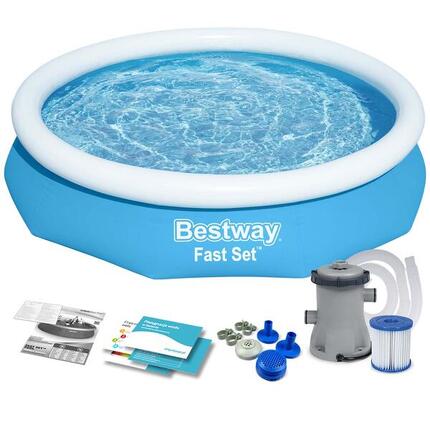 Bestway Piscine gonflable ronde Bestway Fast Set 305 x 66 cm bleu