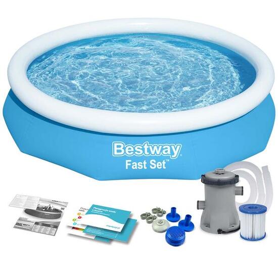 Bestway Piscine gonflable ronde Bestway Fast Set 305 x 66 cm bleu