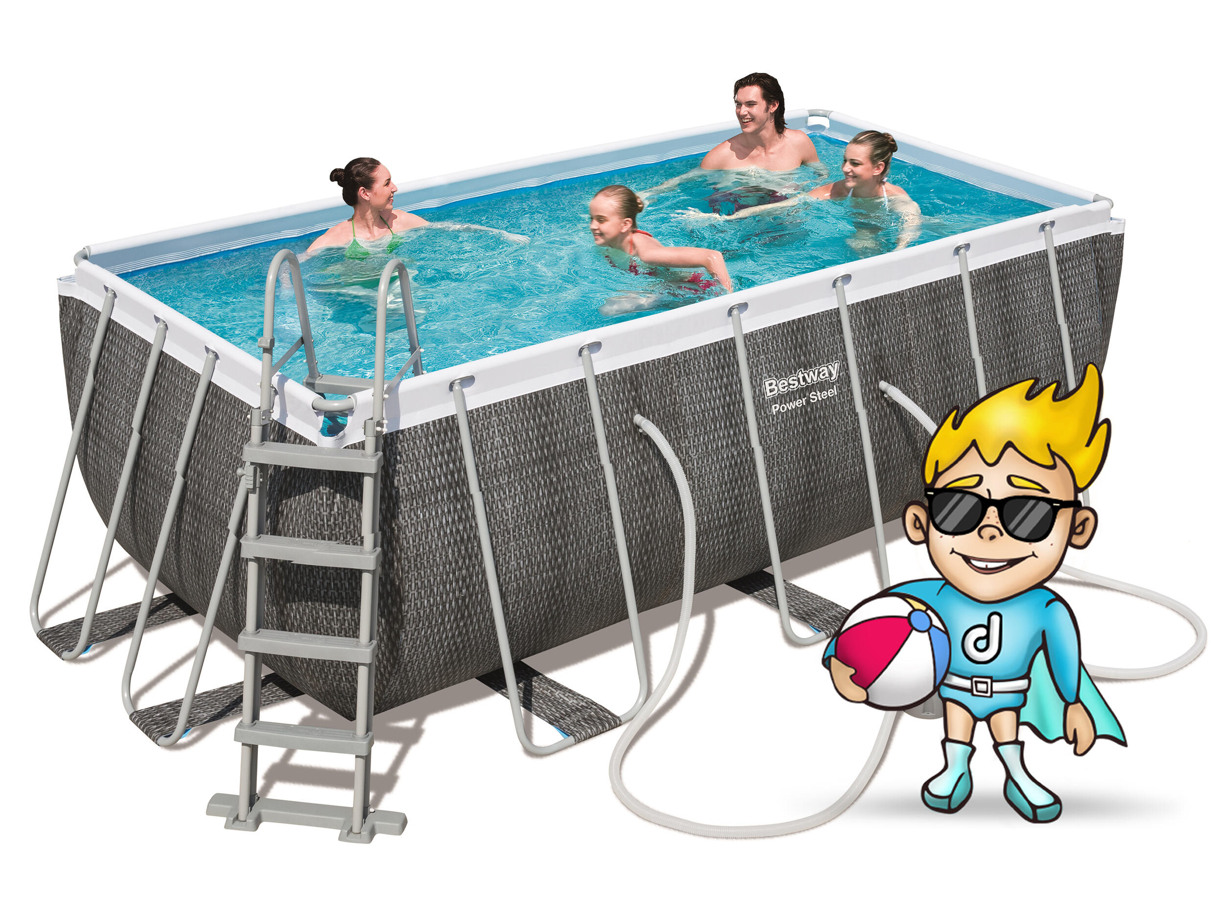 Erwachsene Schwimmen Pool - Power Steel Rechteckig 549 x 274 x 122 cm grau 2/7