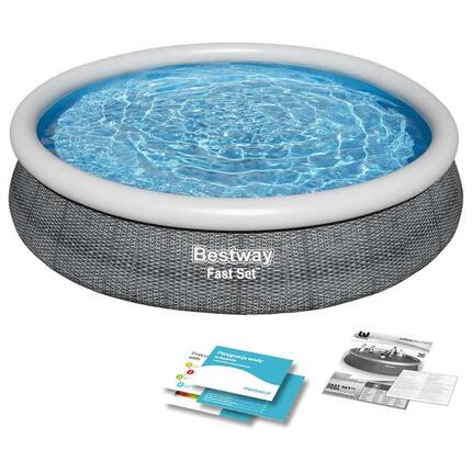 Bestway Piscine gonflable ronde Bestway Fast Set 366 x 76 cm Effet Rotin