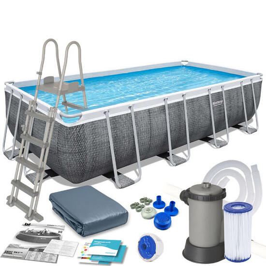 Piscine natation - Power Steel Rectangular Pool gris