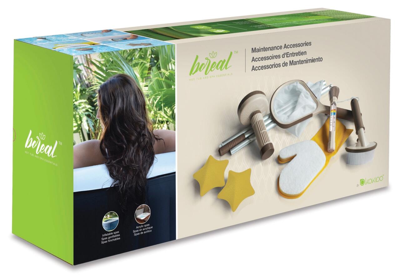 Kit de Limpieza para Spas Kokido Boreal con Recogehojas, Cepillo, Pértiga, Guant 3/4