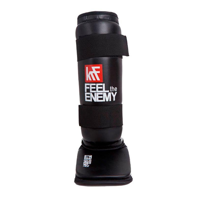 FEEL the ENEMY Espinillera protectora con pie y velcro L - negro y rojo 2/3
