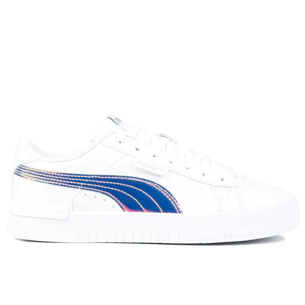 Womens/Ladies Jada Holographic Leather Trainers (White)