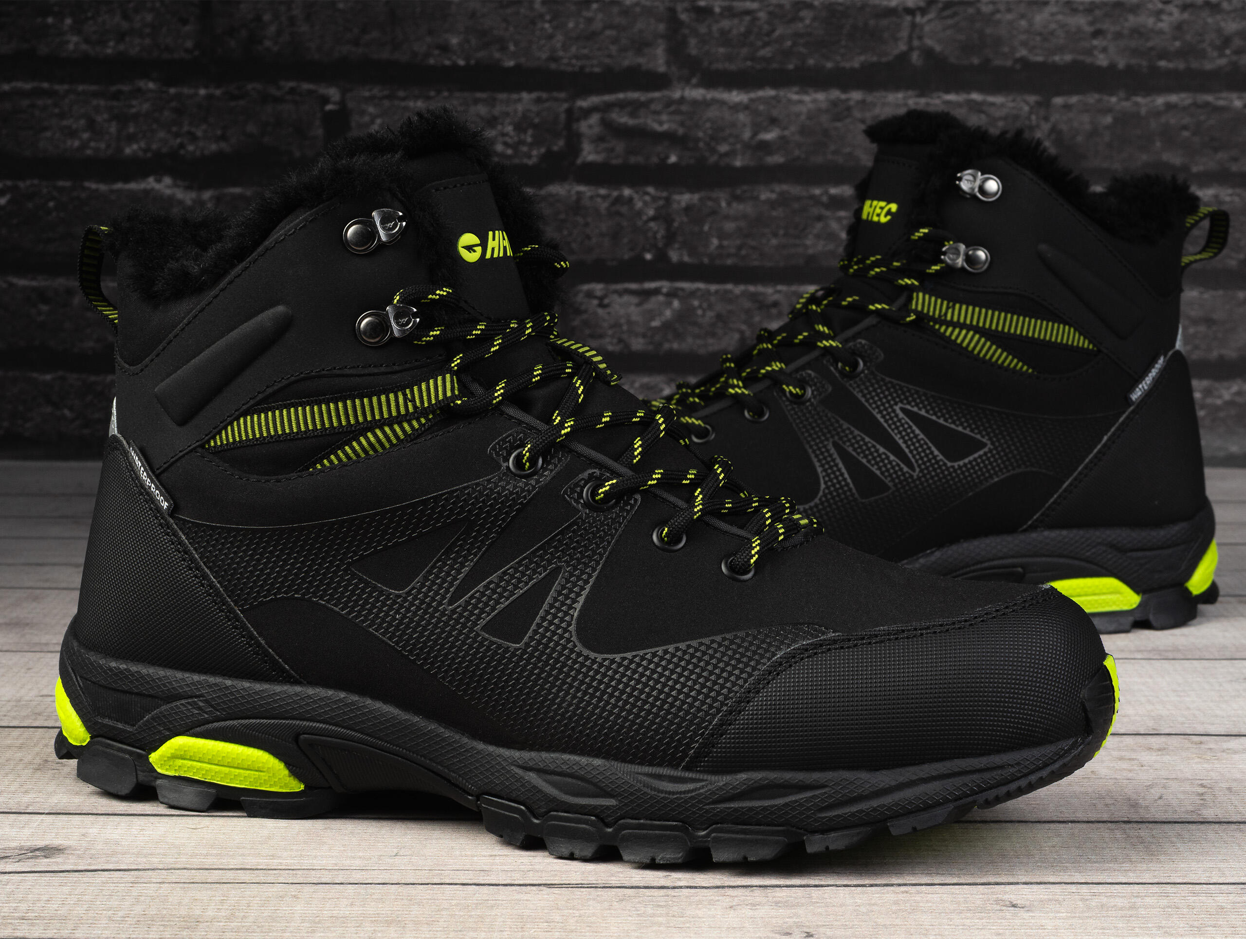 Buty zimowe Hi Tec BLACK LIME JACKDAW WP INSULATED WODOODPORNE OCIEPLANE
