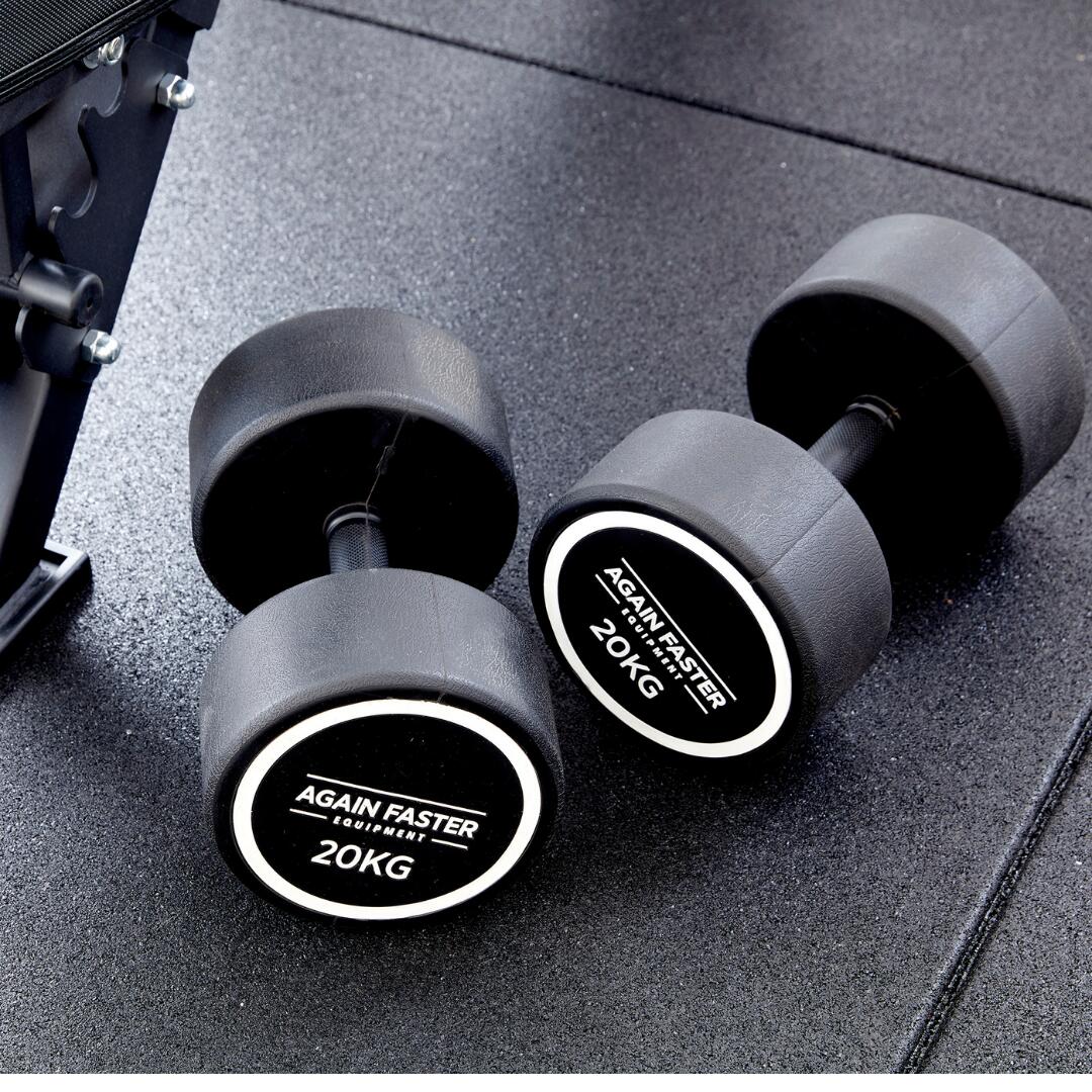 Again Faster® Rubber Coated Round Dumbbell - 22.5kg (Pair) 3/4