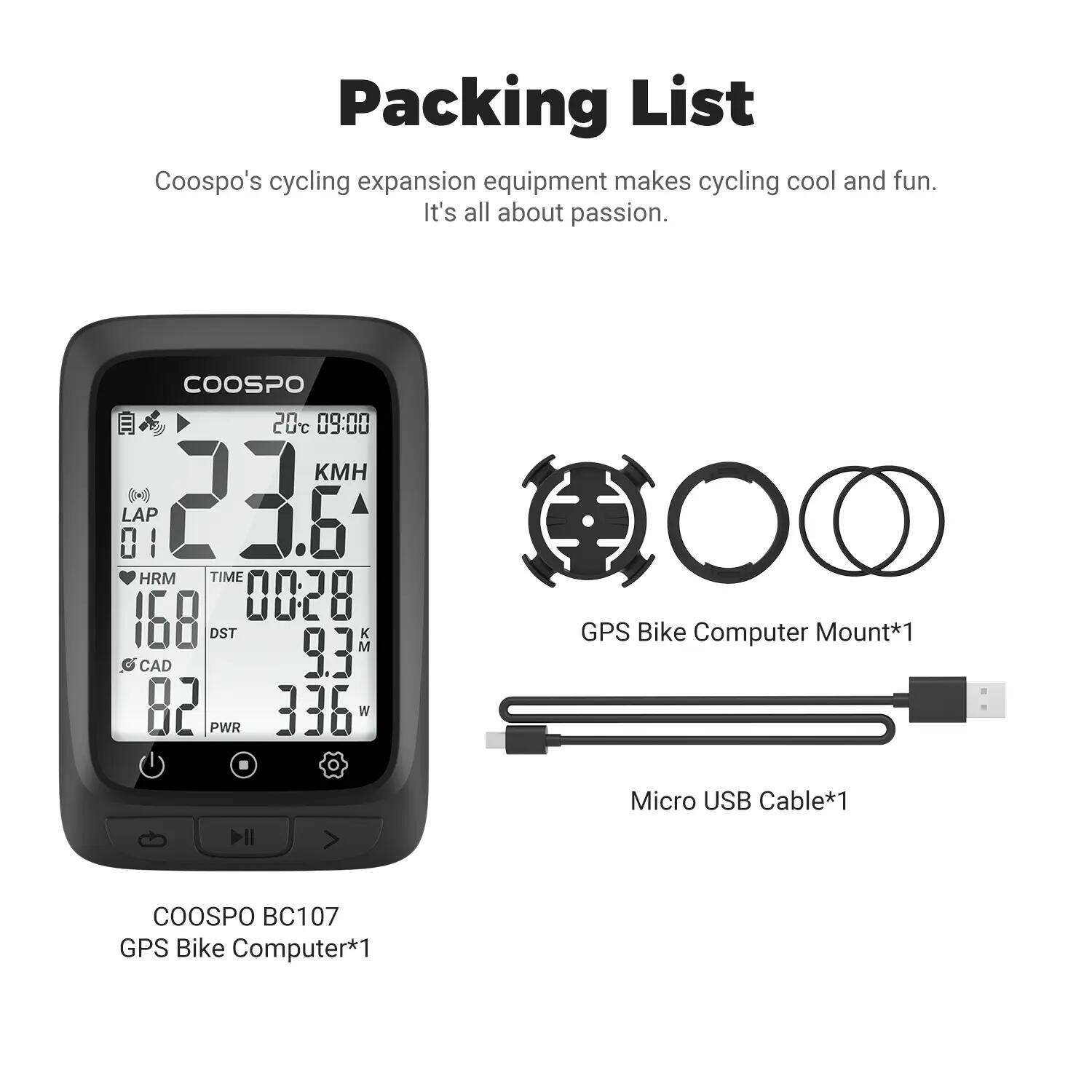 Komputer rowerowy z GPS - COOSPO BC107 3/4