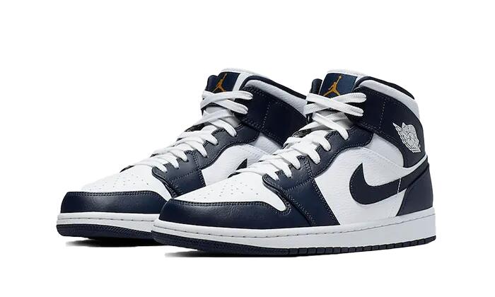 Air Jordan 1 Mid White Metallic Gold Obsidian - Taille : 40 EU 2/3
