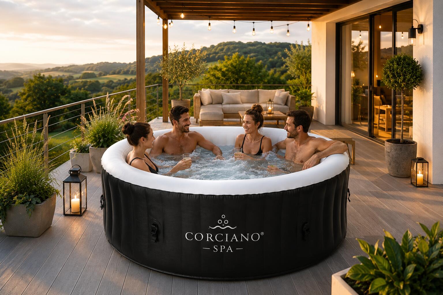Dmuchane SPA Ogrodowe Hydromasaż Corciano 4-osobowe Okrągłe 180 cm Basen 2/7