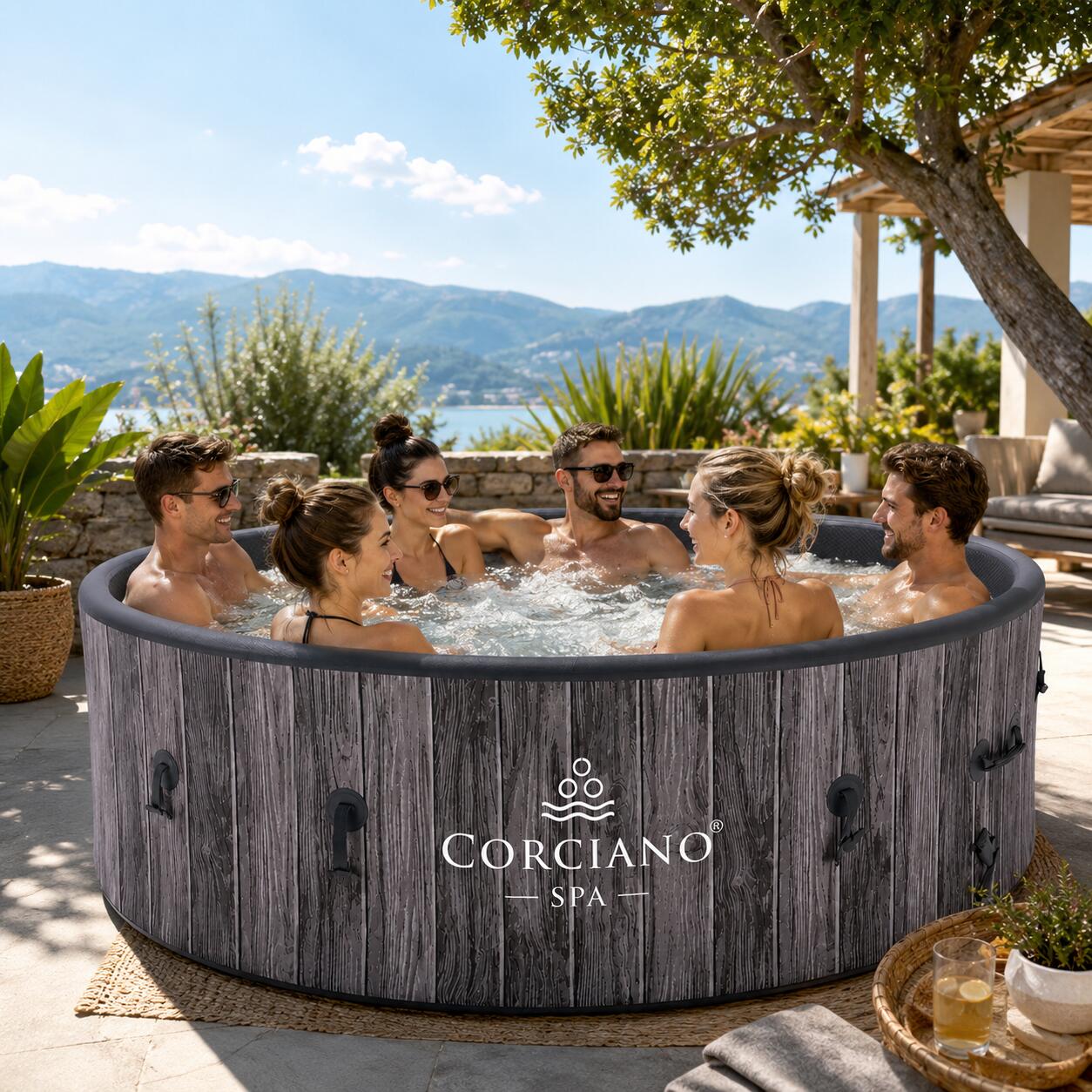 Dmuchane SPA Ogrodowe Hydromasaż Corciano 4-osobowe Okrągłe 180 cm Basen 4/7